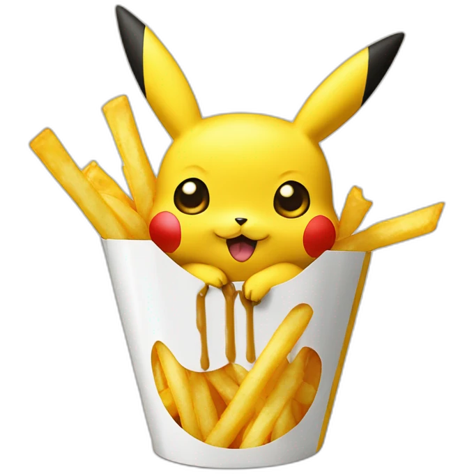 Pikachu qui mange des frites emoji