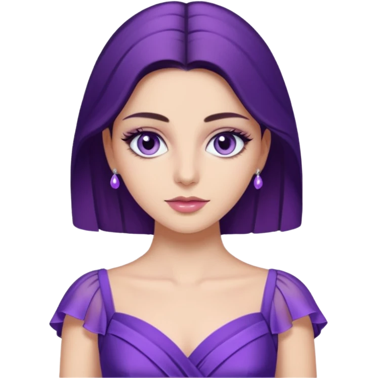 Hande Erçel as a character from game of thrones with lilac eyes and a purple dress. emoji
