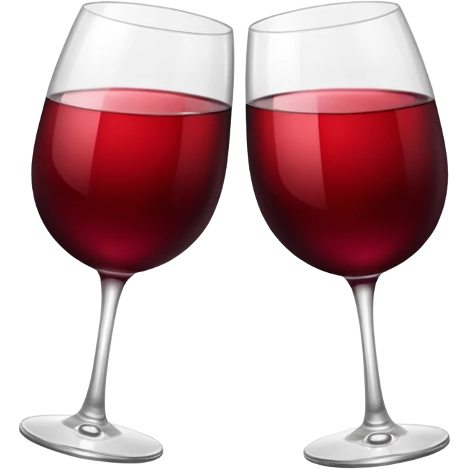 two glasses of red wine clinking in a toast, deep red color, smooth gradient, bright and glossy highlights, minimal details, celebratory pose
 emoji