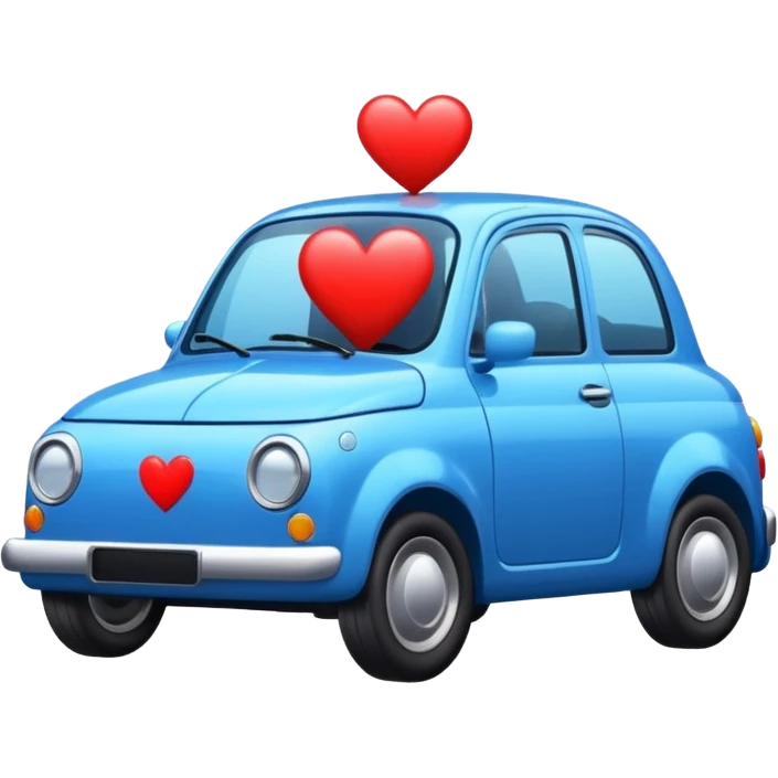 Blue car with heart emoji