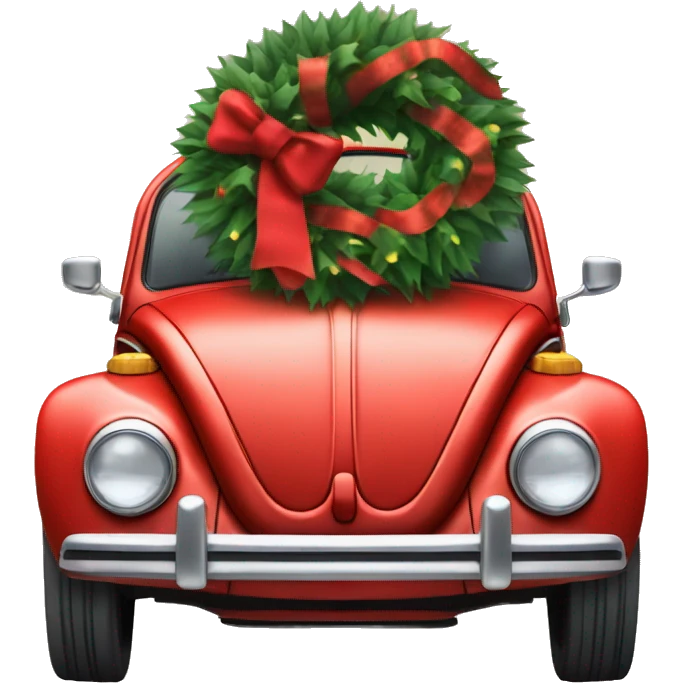 Volkswagen Beetle with Christmas wreath  emoji
