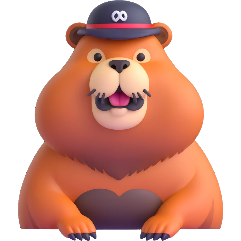 brutal beaver with a black beard emoji