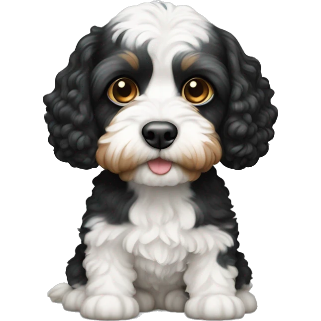 Black and white cavapoo with tan eyebrows  emoji