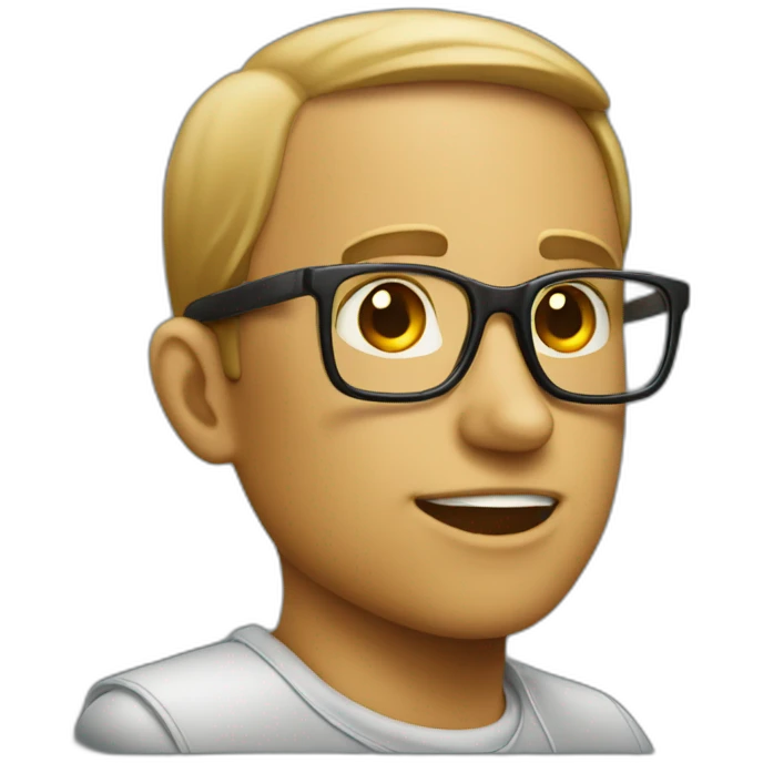 a copywriter that has a dictionary instead of a head and glasses emoji