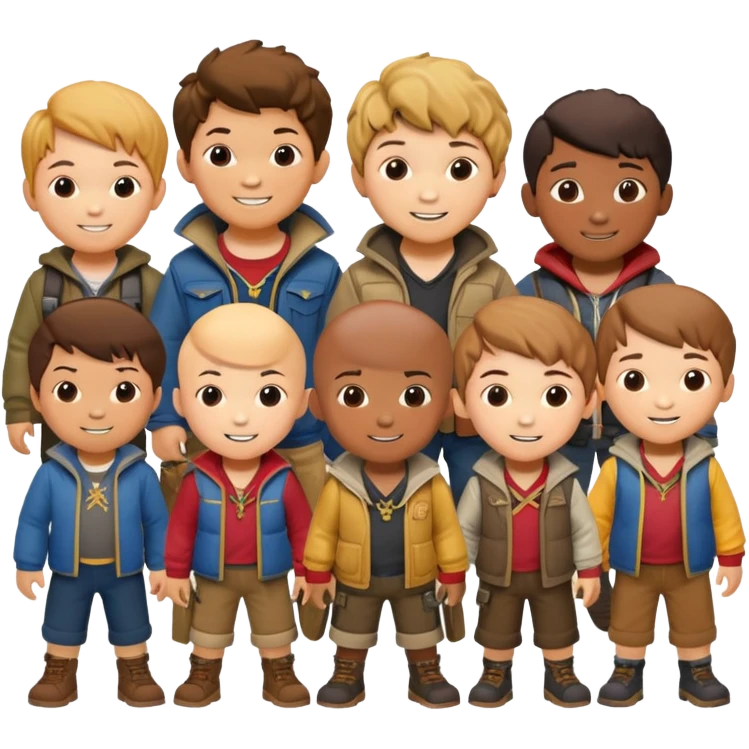 The Goonies group of kids, adventure movie characters emoji