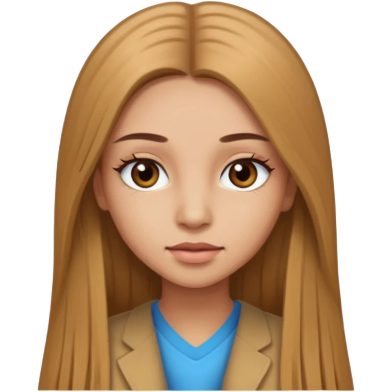 girl with light brown long straight hair and light brown eyes, with long eyelashes  emoji