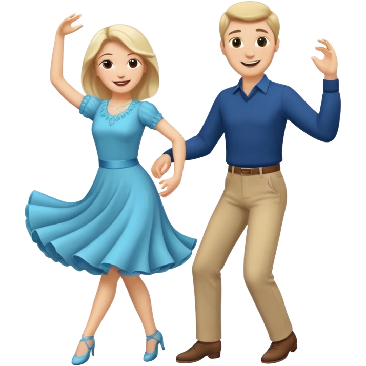 White Man and white woman dancing white emoji