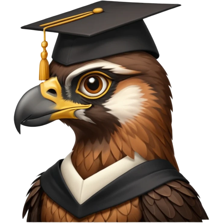 falcon with a black grad cap - semi realistic emoji