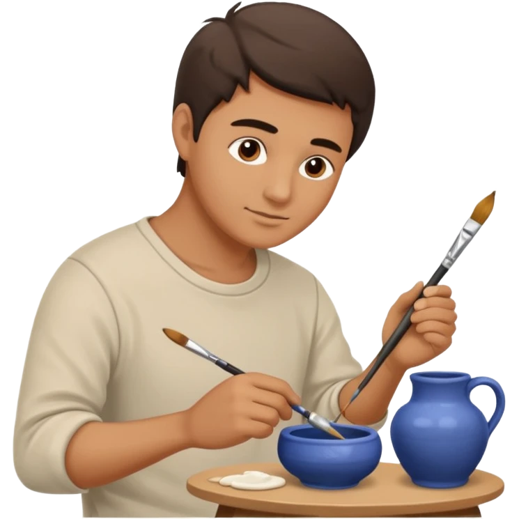A Man Painting Pottery With A Brush emoji