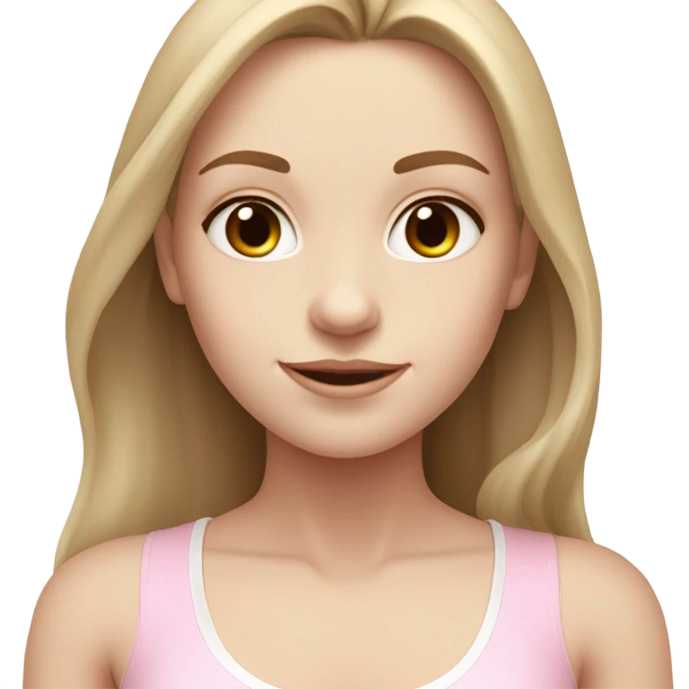 Light brown long hair pale skin yoga girl light pink clothes n emoji