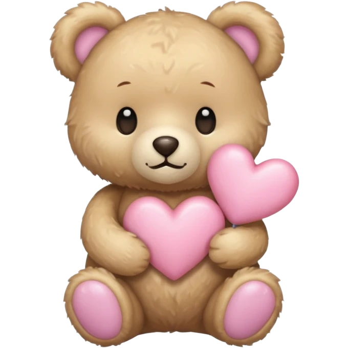 beige teddy bear and a pink pastel heart emoji