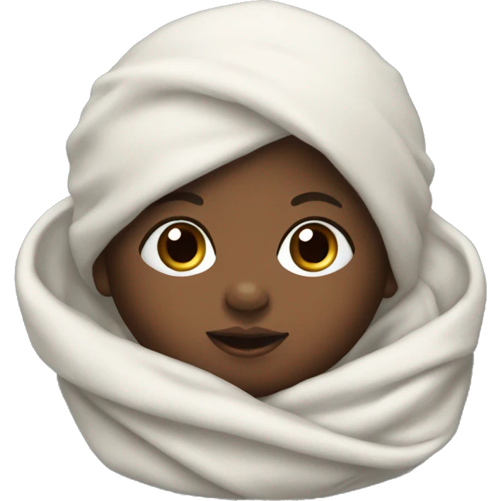 black baby swaddled in a beanie emoji