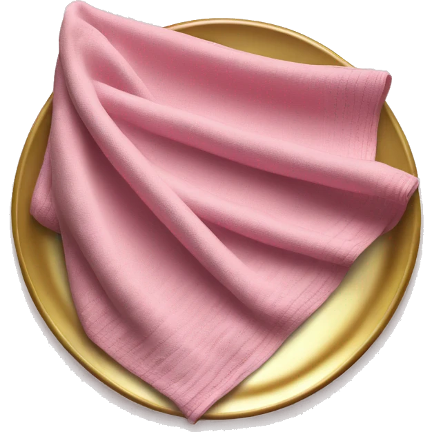 Realistic pink and gold folded dish towel. emoji
