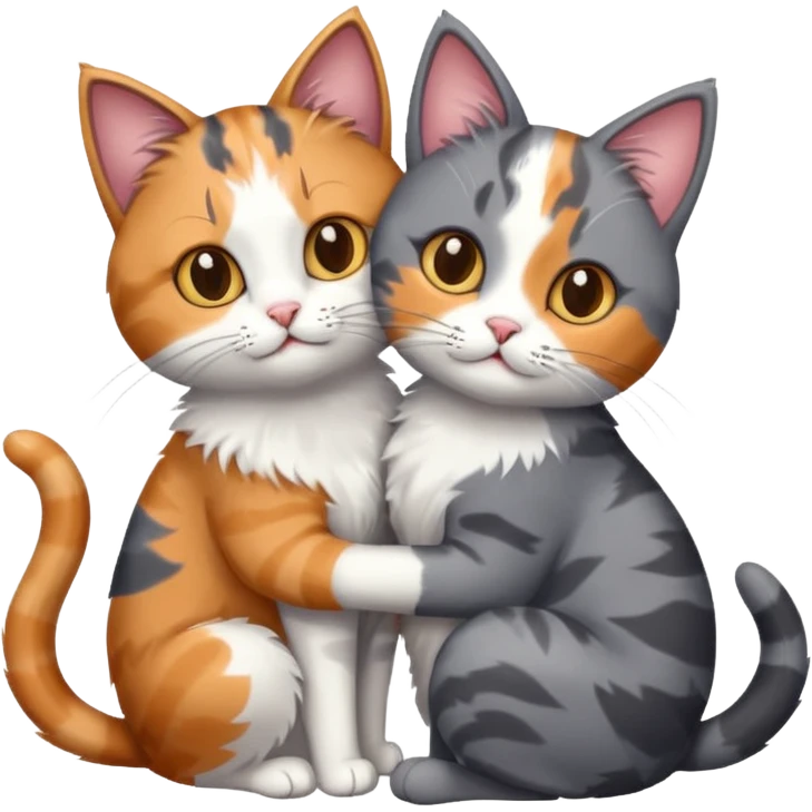 Grey cat and an calico cat together  emoji