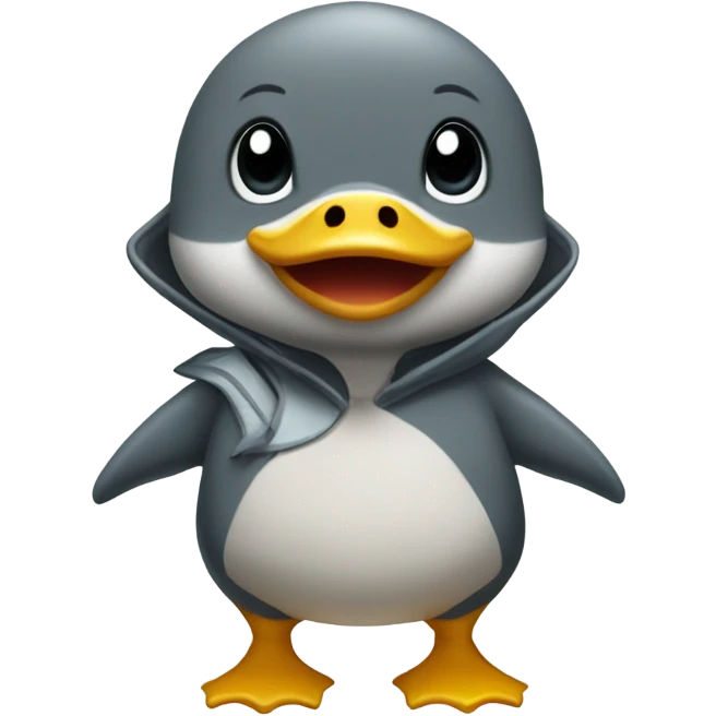 duckling wearing a shark onesie emoji