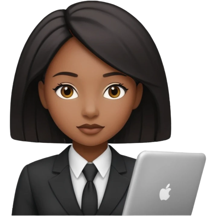 black girl working incorporate attire and sleek hair emoji