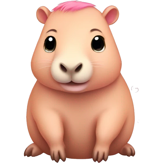 Cute light pink capybara with hearts emoji