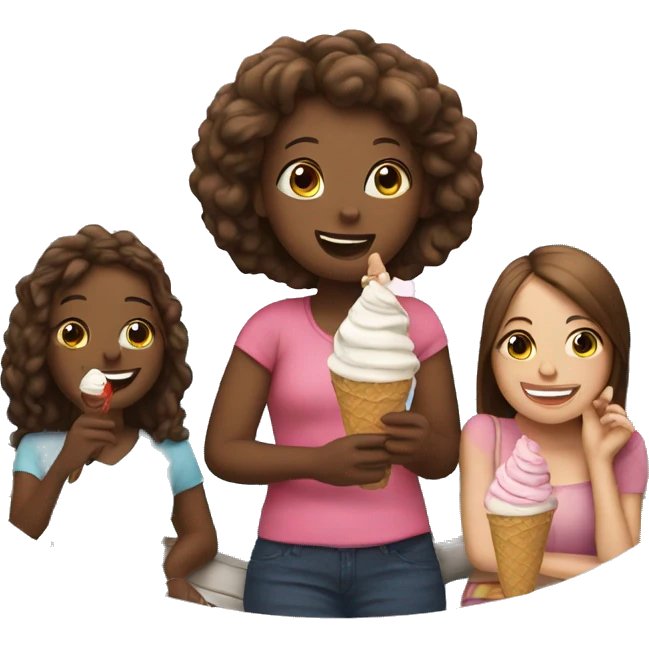 Girl on a cruise eating ice cream with friends  emoji