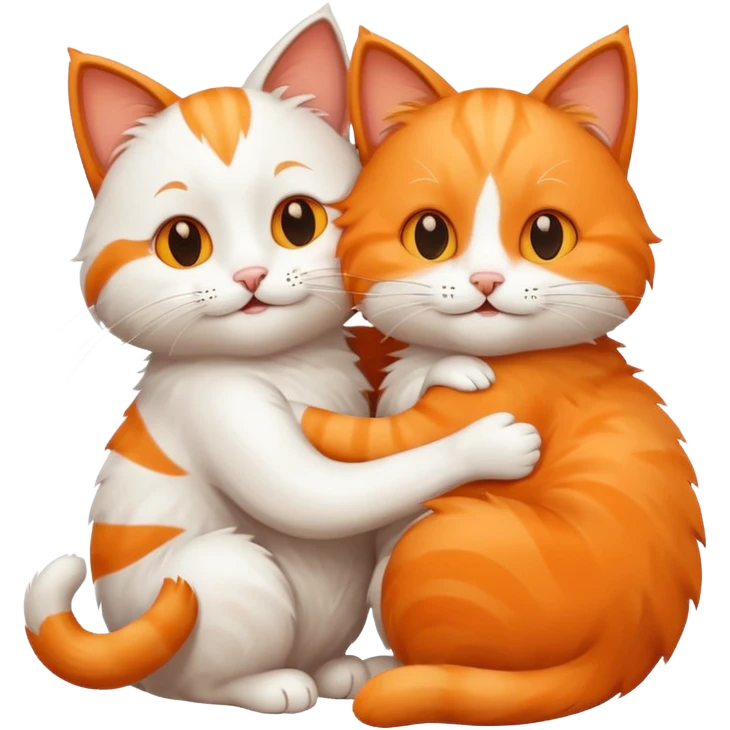 two happy cats hugging emoji