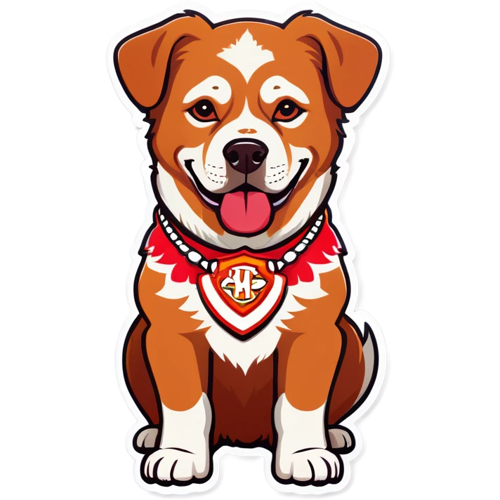 Dog wearing chiefs necklace emoji