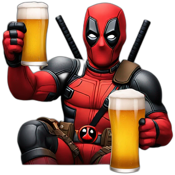 deadpool having a beer emoji