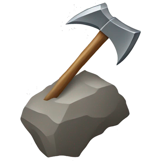 a pickaxe into a stone emoji