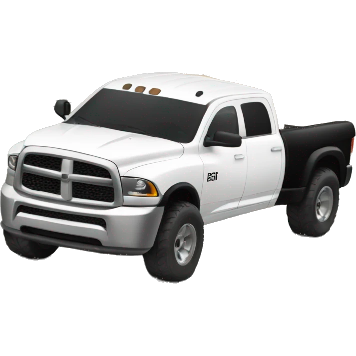 White lifted dodge truck with a black ranch hand bumper on front emoji