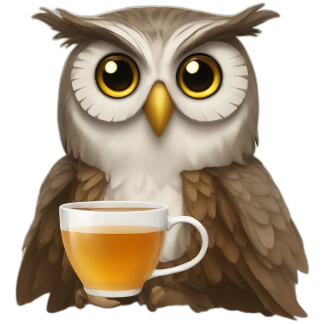Owl writer who loves drinking tea emoji