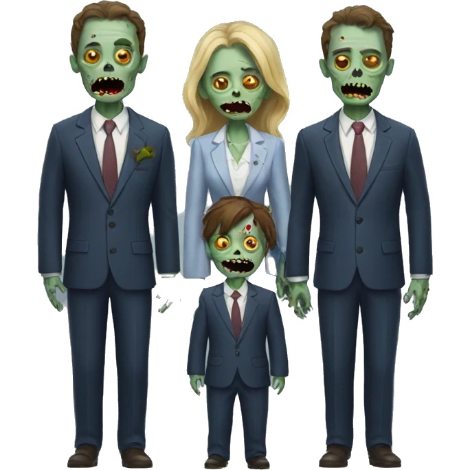 zombie family wearing suits emoji