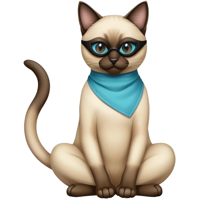 siamese cat full body sitting with a mask emoji