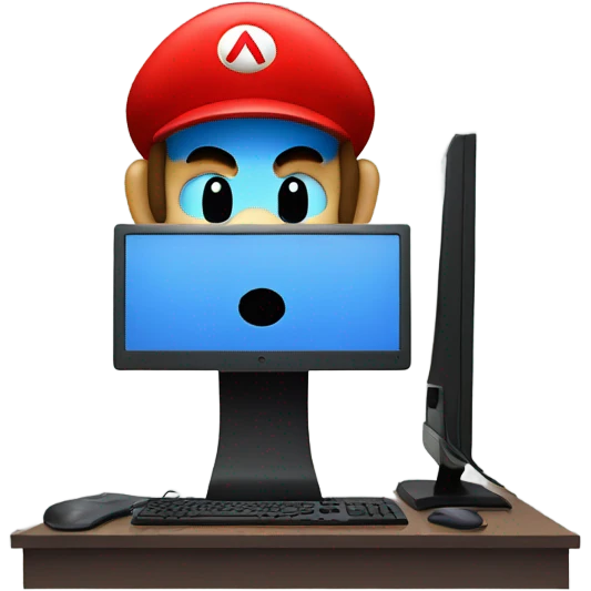 Mario mixed in with an emo standing on a computer emoji