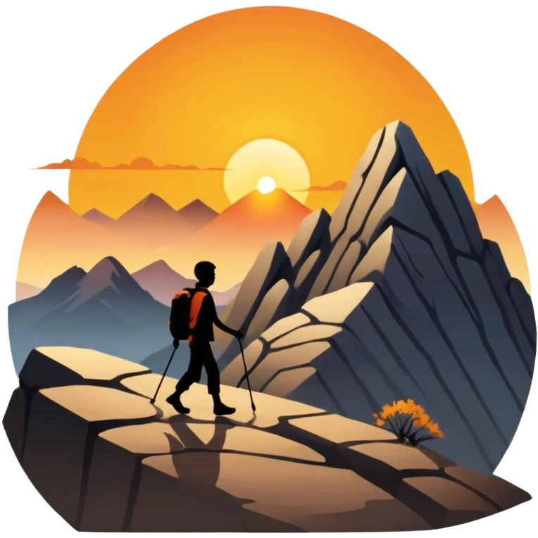 
una mezcla de sol + montaña + caminante estilo petroglifo emoji