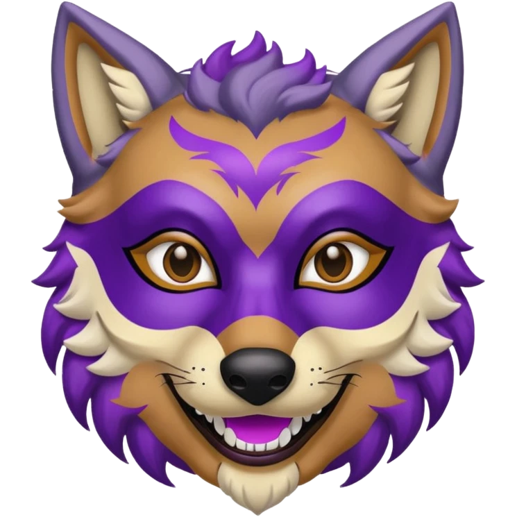 black wolf with purple pattern, emotion (happy, sad, sleepy) emoji