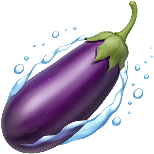 Eggplant and water emoji