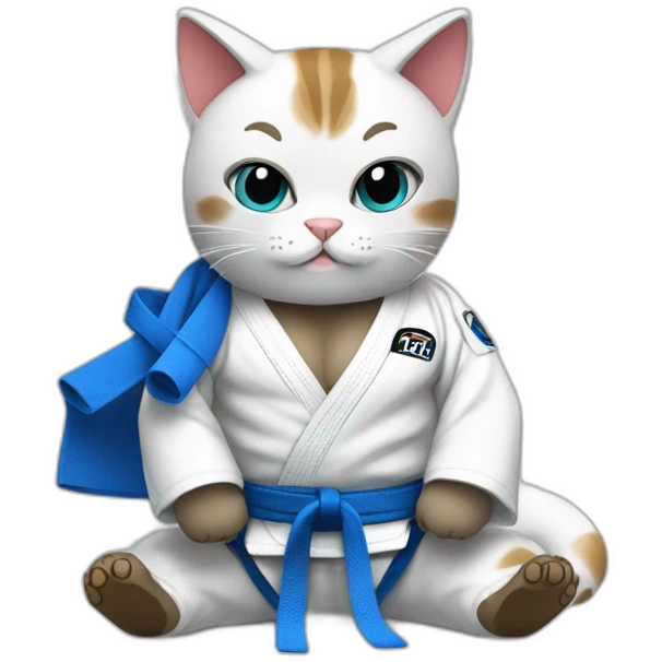 jiu-jitsu cat with blue belt emoji