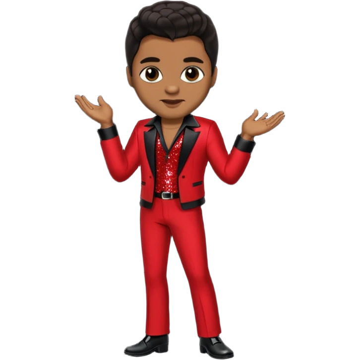 Jackie Wilson with dark brown hair, red sequin outfit emoji