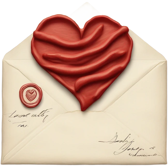 Hand written red love letter with envelope  emoji