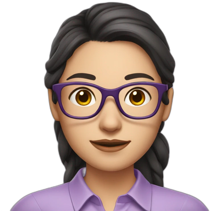 girl teacher in glasses with dark hair teacher in a lilac shirt emoji