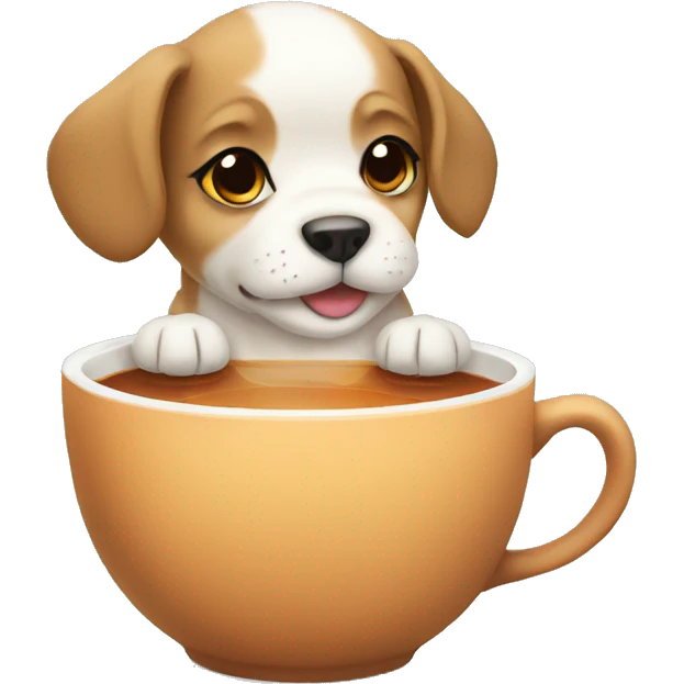 puppy with tea emoji