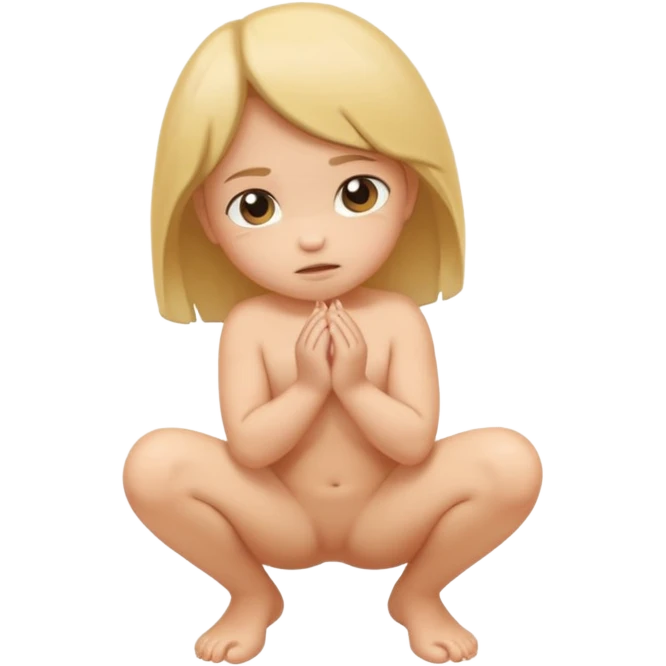Child girl pooping naked squatting emoji