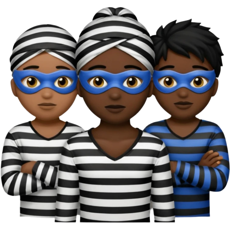 3 theif robbers emoji,Stripped shirt,eye mask, black head. emoji