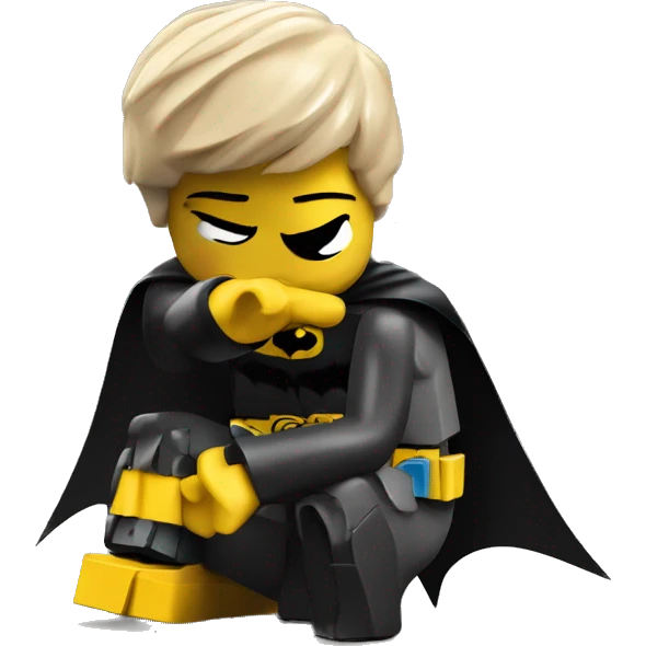 lego batman hugging his knees crying in a corner emoji