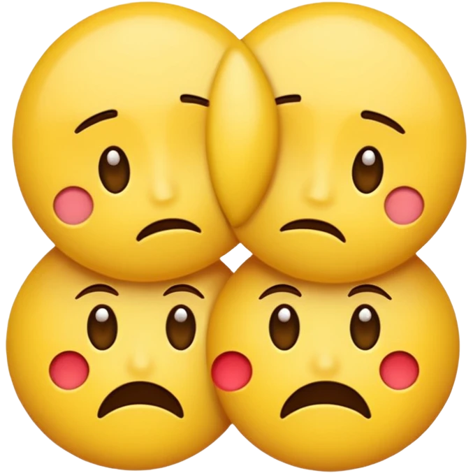 two emojis not happy stuck together no pink cheeks only two  emoji