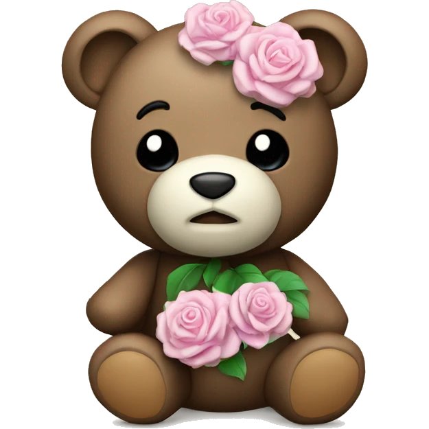 Teddy mit beigen Rosen emoji