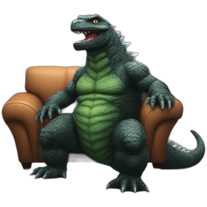 Godzilla fait dodo dans un canapé emoji
