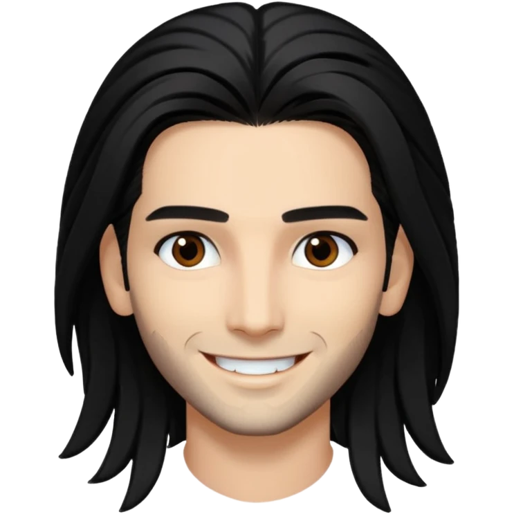 Bill Kaulitz with black long hair, brown eyes emoji