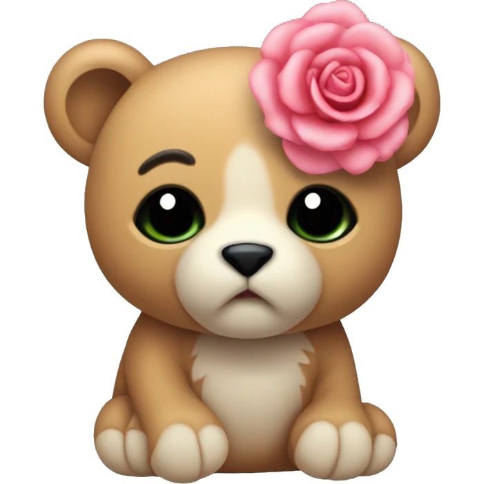 Osito de peluche con una rosa marchita en su mano emoji
