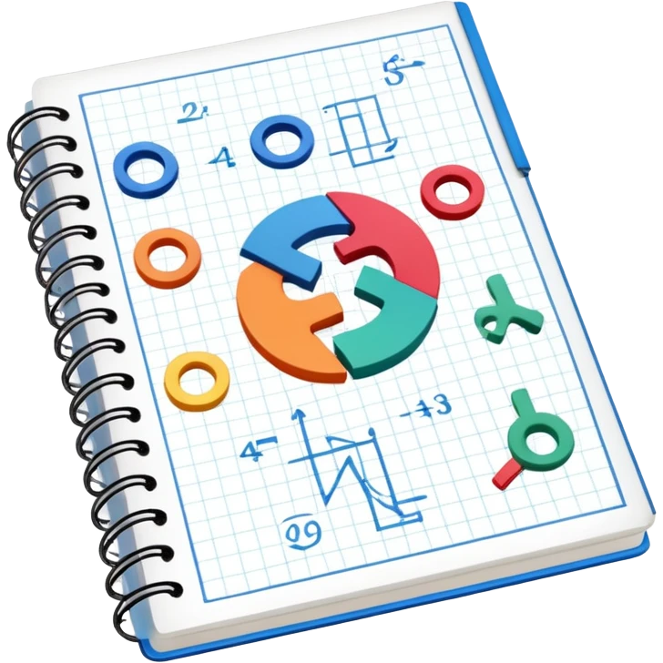 a notebook with lots of mathematical sketches emoji
