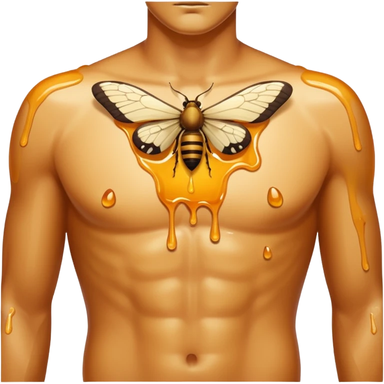 close up male torso with honey gloss drip and moths nearby emoji