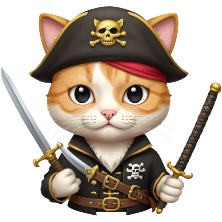 pirate cat with human body one eye mask emoji